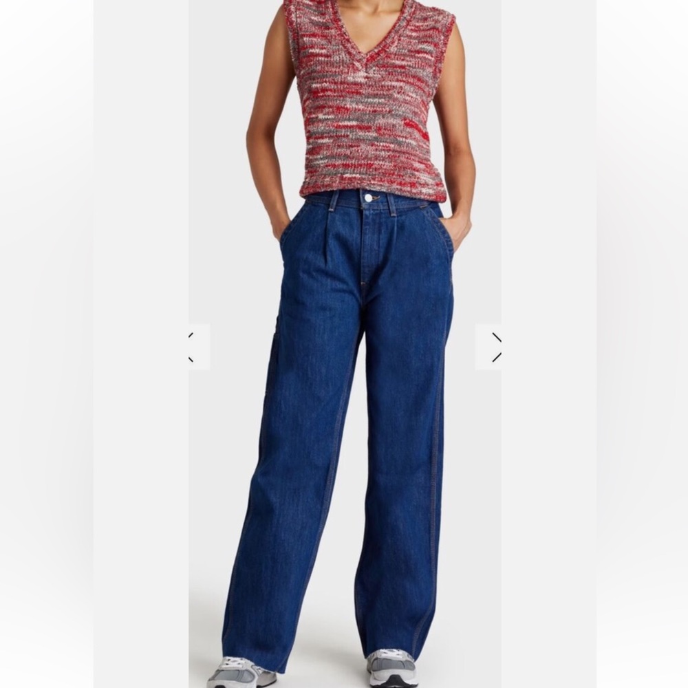 Re/Done Utility Loose High Rise Wide Leg Jeans in True Rinse Size 25